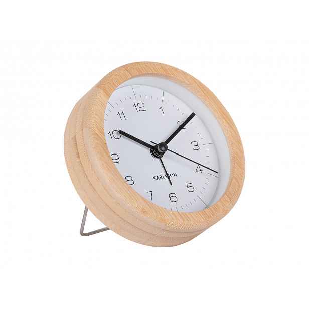 Budík s bambusovým pouzdrem Neat, Ø 10 cm, bílý