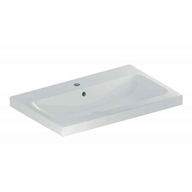 Geberit iCon - Umyvadlo 75x48x16 cm, s přepadem, s otvorem pro baterii, bílá 501.835.00.1