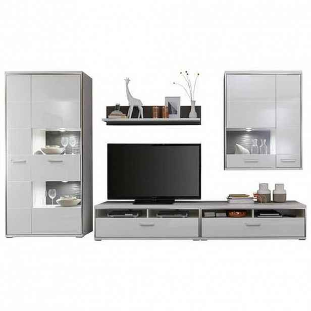Livetastic OBÝVACÍ STĚNA, šedá, barvy stříbra, bílá - Kompletní obývací stěny - 000196082005