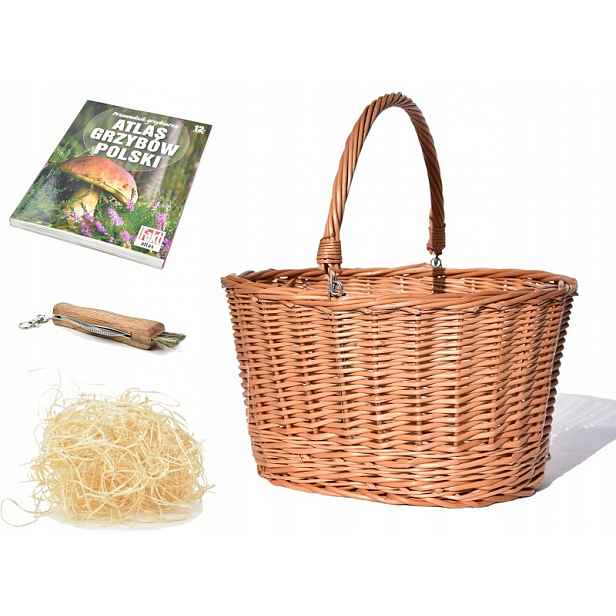 Proutěný koš na houby Set Dárek-atlas Nůž