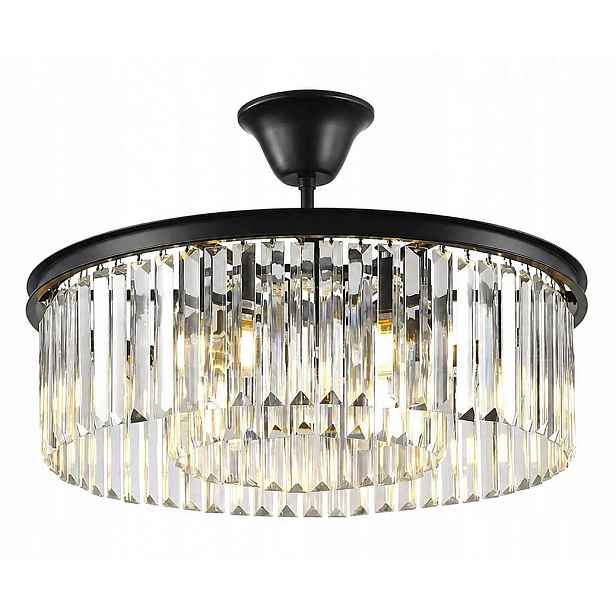 Stropní Svítidlo Křišťálová Glamour Led Premium černá do obývacího pokoje