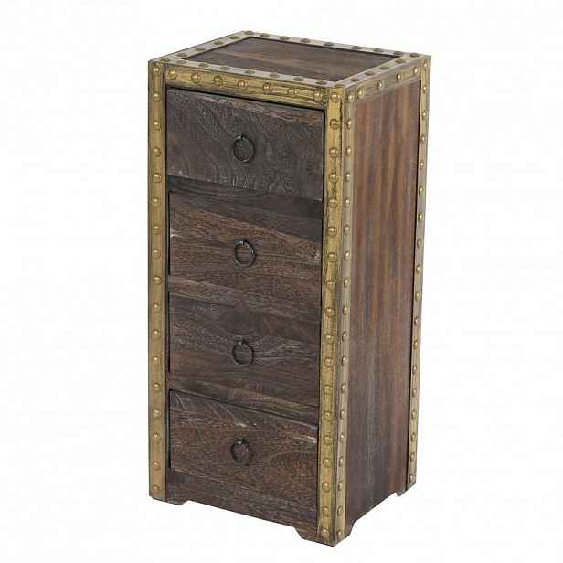 MCW KOMODA 4 ZÁSUVKY SHABBY-LOOK Hnědá