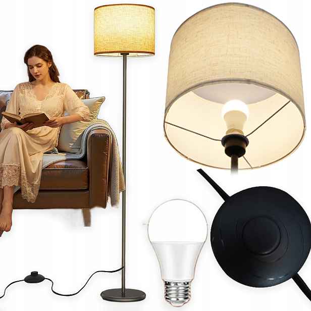 Moderní Podlahová Stojací Lampa S Led Žárovkou 156 CM E27 6500K