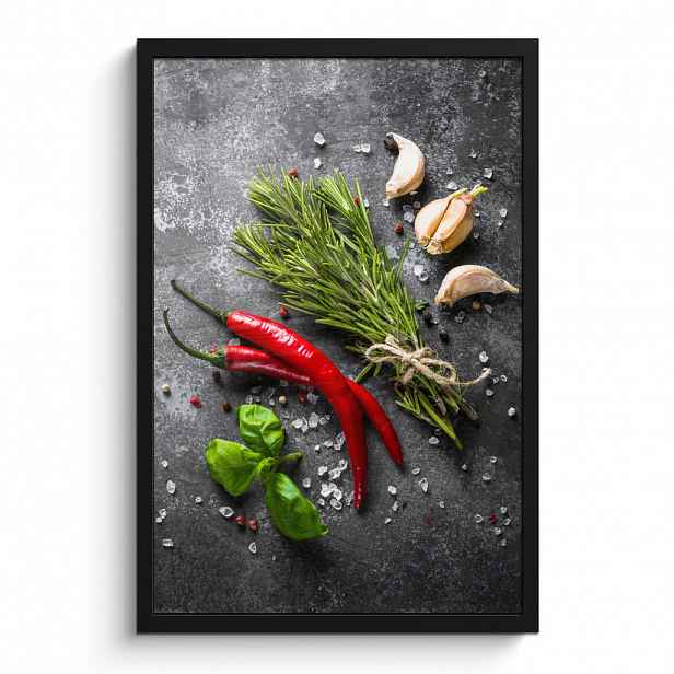 MuchoWow PLAKÁT V RÁMU Pepř - Bylinky - Koření - Beton 40x60 cm