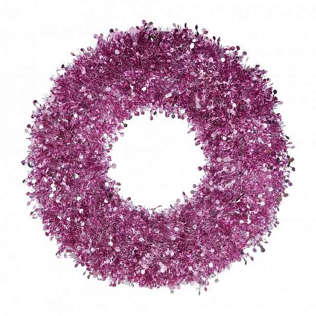 PINK TINSEL Věnec třpytivý 60 cm - růžová