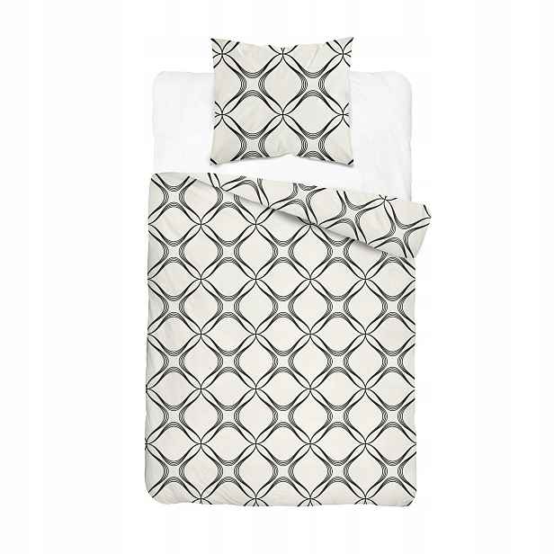 Povlečení 140x200 bílá šedá s geometrickým ornamentem Home Satin