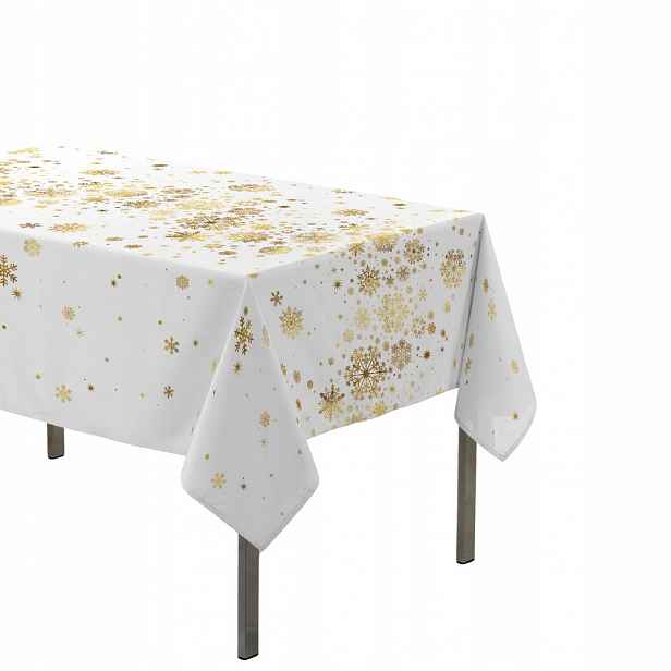 Ubrus Polyester Zlaté Sněhové Vločky 150 X 300 CM Bílý