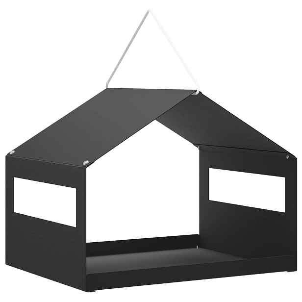 vidaXL Závěsné krmítko pro ptáky Ocel Černá 30 x 23 x 23 cm