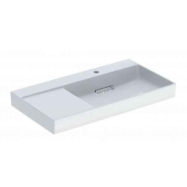 Geberit ONE - Umyvadlo 90x48x14 cm, skrytý přepad, s otvorem pro baterii, vodorovný odtok, KeraTect, bílá 505.043.00.1