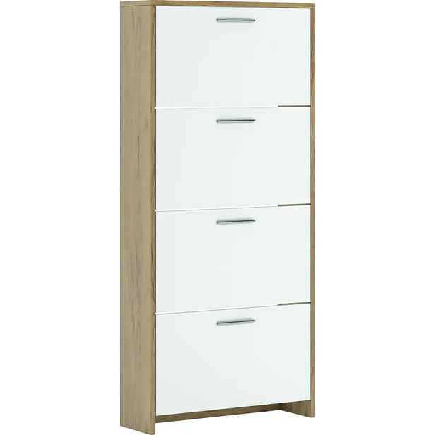 Casarredo Výklopný botník DUGAS 4D - bílá/dub