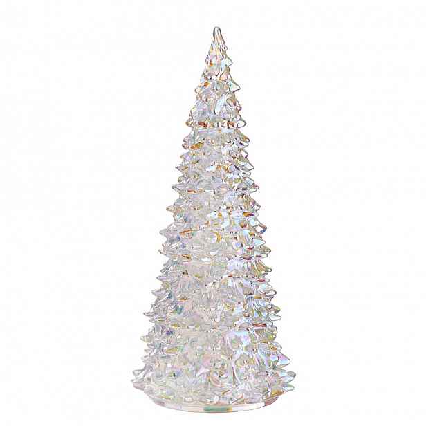 CRYSTAL LED Jedle skleněná 28 cm - stříbrná