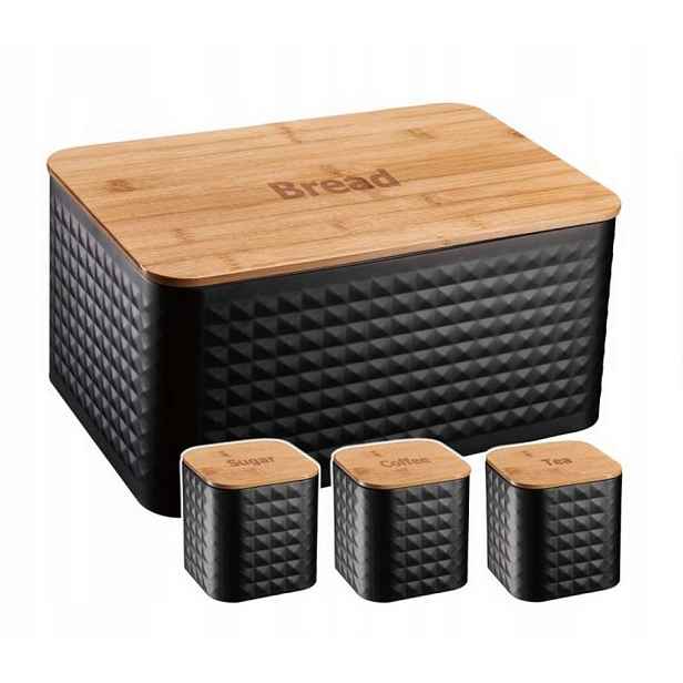 Krabička Na Chléb 3 Nádoby čaj cukr káva Black Edenberg 161