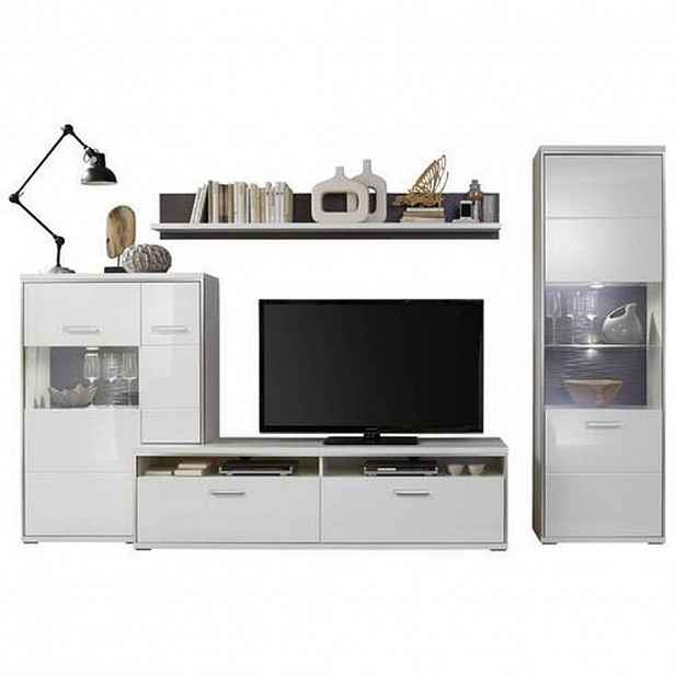 Livetastic OBÝVACÍ STĚNA, šedá, barvy stříbra, bílá - Kompletní obývací stěny - 000196082008