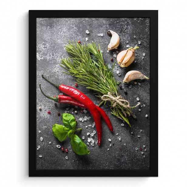 MuchoWow PLAKÁT V RÁMU Pepř - Bylinky - Koření - Beton 30x40 cm