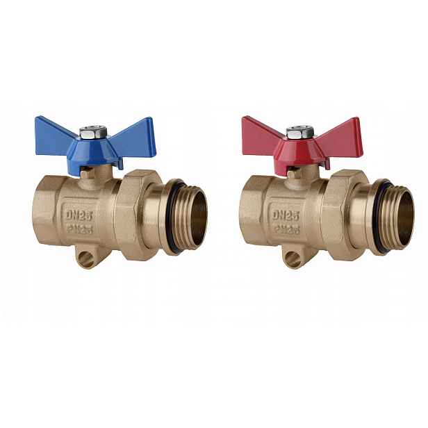Sada Kulový Kohout S Šroubením DN25 S Tlumivkou 1", 2 Kusy