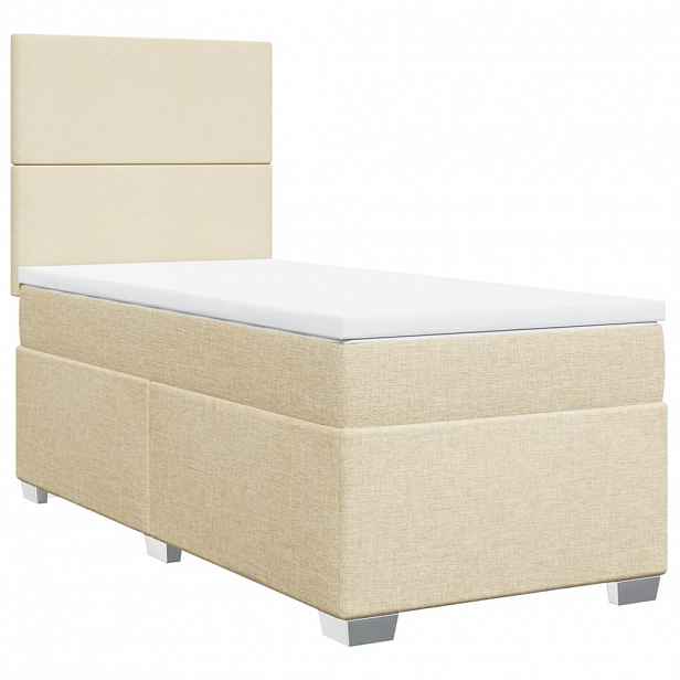 vidaXL Box spring postel s matrací krémová 90x190 cm textil