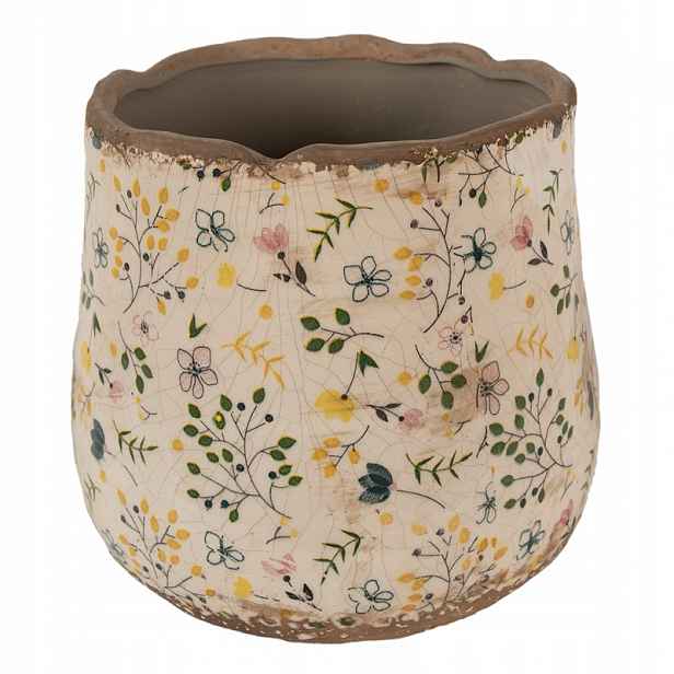 Keramický obal na květináč s lučními květy Brigitta L 21 x 19 cm
