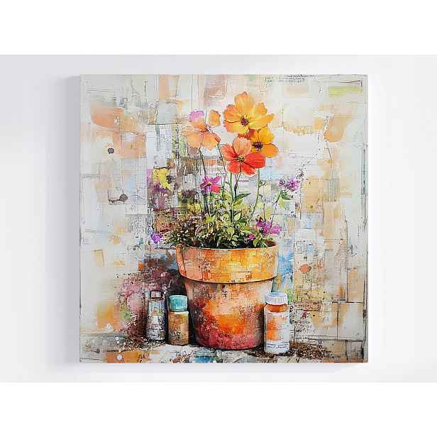 Obraz Na Plátně Canvas Dekorace Barevné Květiny Květináč Rostlinky 50x50