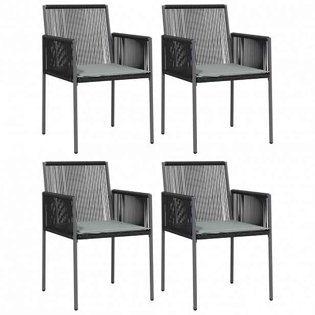 vidaXL Zahradní židle s poduškami 4 ks černé 54x60,5x83,5 cm polyratan