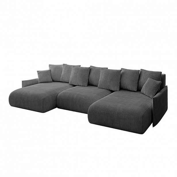 ALTDECOR OBÝVACÍ SOUPRAVA s funkcí lůžka a úložným prostorem pod postelí ONESK-U-v1 317x177x72 tmavě šedá manšestr