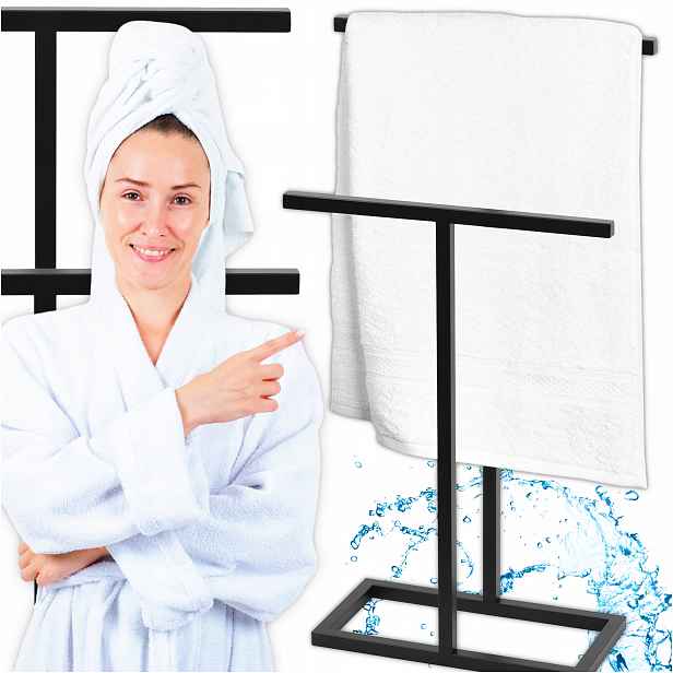 Koupelnový Stojanový Věšák Na Ručníky Kovový Loft Černý Polský