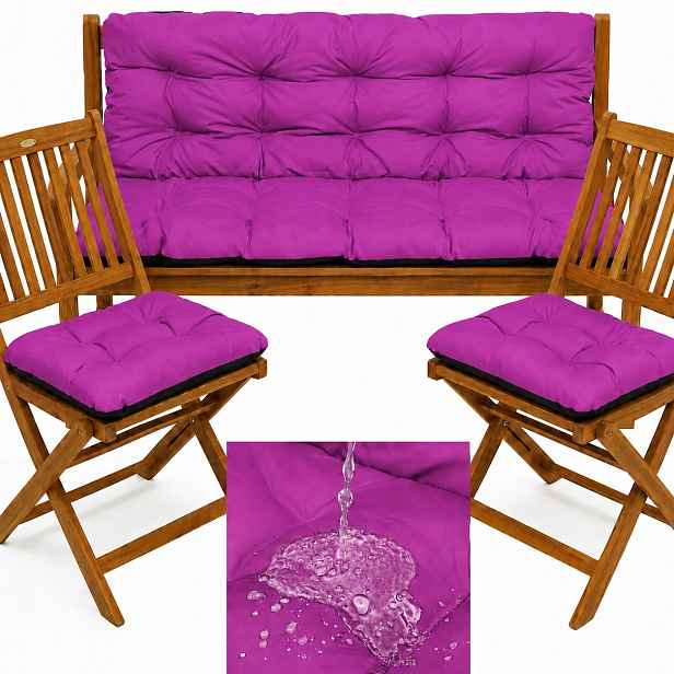 Polštáře na nábytek Voděodolné sada Rattan 180x60x50 cm 2x 45/45 Fuchsie