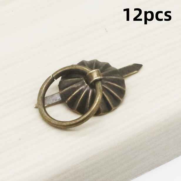 TEMU 12/20 ks Starožitné slunečnicové miniaturní plechové knoflíky, vintage kroužkové úchytky, DIY šperkovnice, úchytky na zásuvky a skříňky,