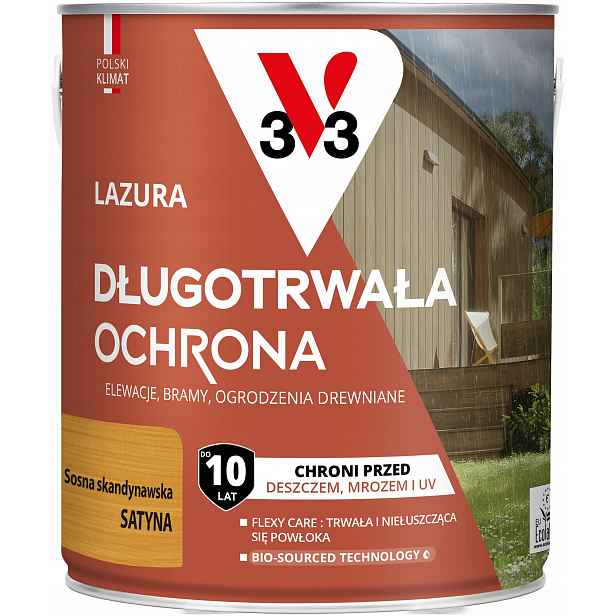 V33 Lazura Dlouhodobá ochrana 10 let Borovice Skandinávská saténová 2.5 L