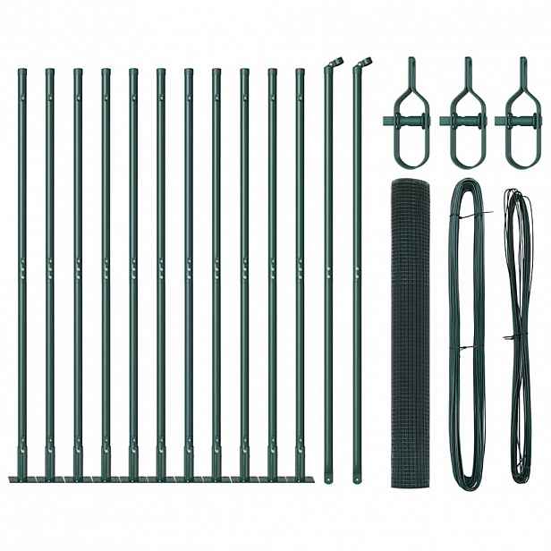 vidaXL Svařovaná drátěná plotina s betonovou základnou 25 x 1 m Zelená