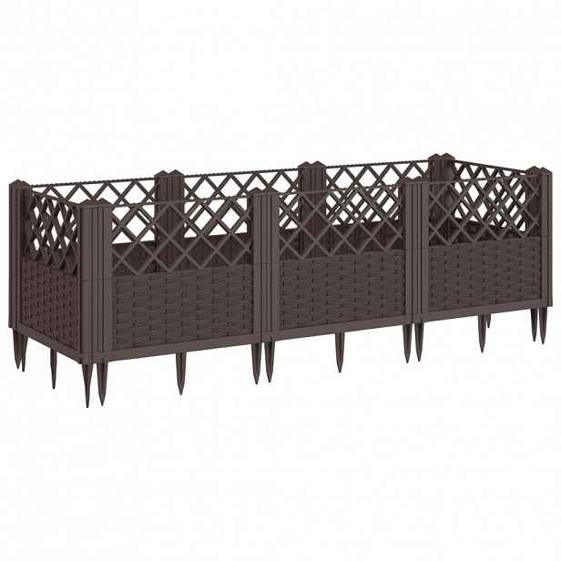 vidaXL Zahradní truhlík s kolíky hnědý 123,5 x 43,5 x 43,5 cm PP