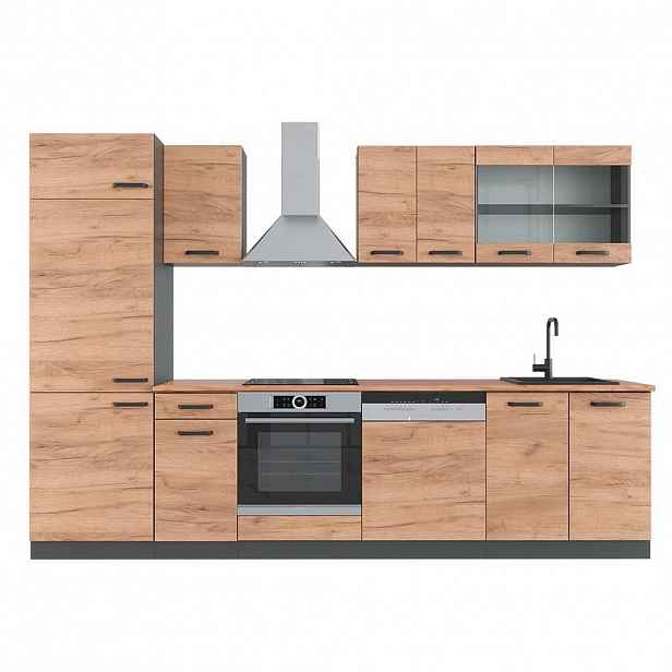 Vicco KUCHYŇSKÝ KOUT R-Line Zlatý dub power/antracit 300 cm , PD Dub