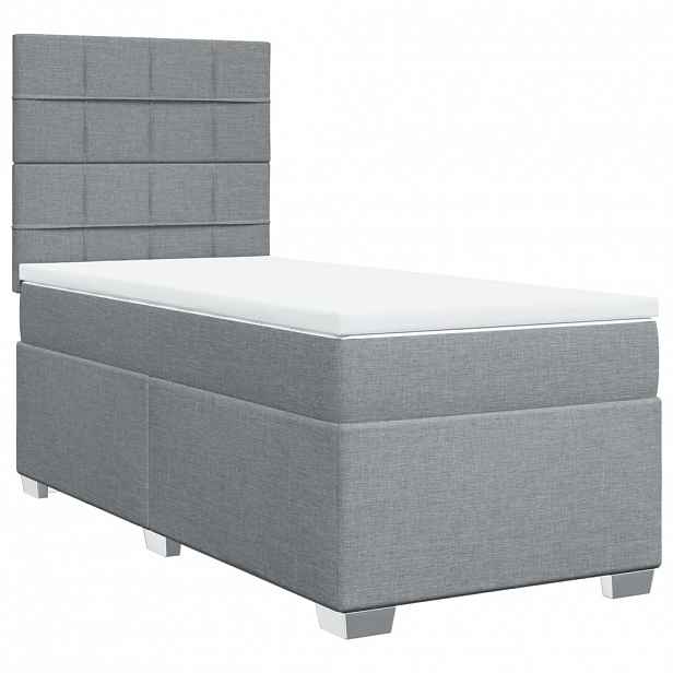 vidaXL Box spring postel s matrací světle šedá 90x190 cm textil