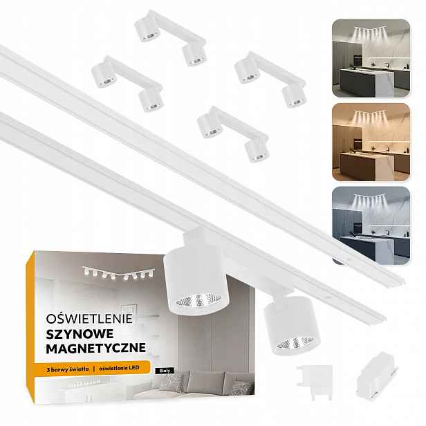 Magnetické kolejnicové osvětlení 2x Kolejnice 1m 4x 2x7W bílé