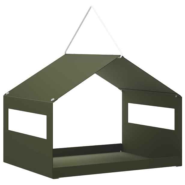 vidaXL Závěsné krmítko pro ptáky Ocel Olivově zelená 30 x 23 x 23 cm