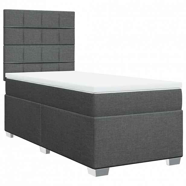 vidaXL Box spring postel s matrací tmavě šedá 90x190 cm textil