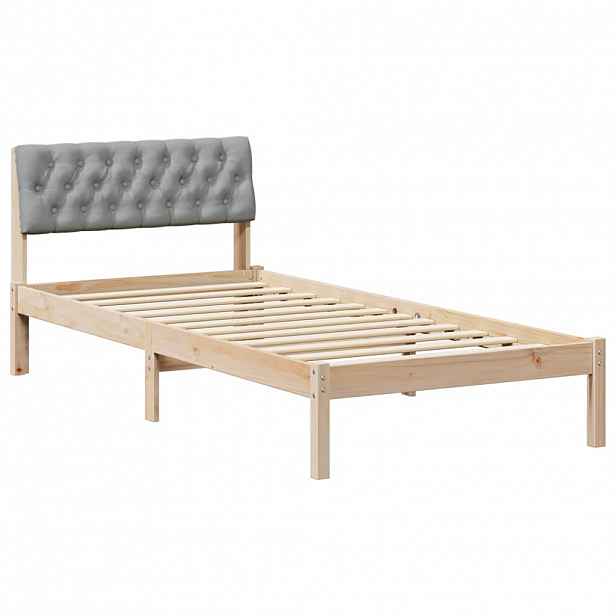 vidaXL Rám postele s čelo Hnědá a světlá šedá 90 x 190 cm