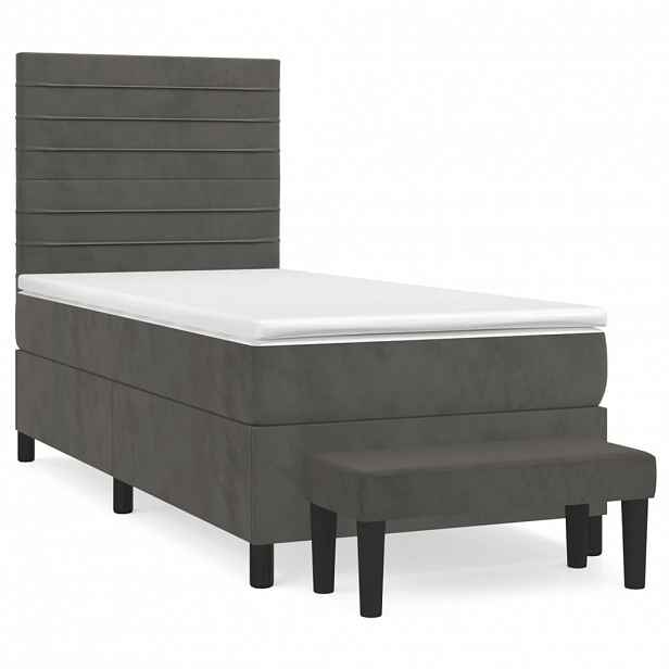 vidaXL Box spring postel s matrací tmavě šedá 80 x 200 cm samet