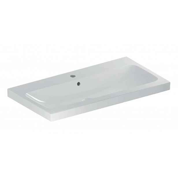 Geberit iCon - Umyvadlo 90x48x16 cm, s přepadem, s otvorem pro baterii, KeraTect, bílá 501.836.00.2