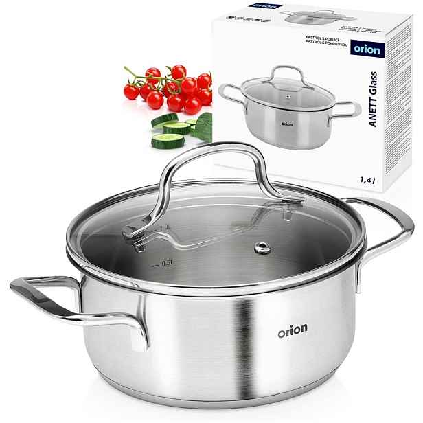 Hrnec Ocelový s poklicí pro tradiční vaření Orion Anett 16 cm 1,4L