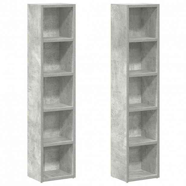vidaXL Skříňky na CD 2 ks betonově šedé 21 x 16 x 93,5 cm dřevotříska
