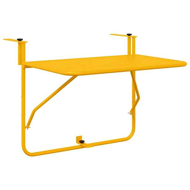 vidaXL Závěsný balkonový stůl Žlutá 60 x 39 x 65 cm Ocel