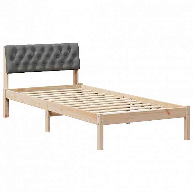 vidaXL Rám postele s čelo hnědá a tmavě šedá 90 x 190 cm