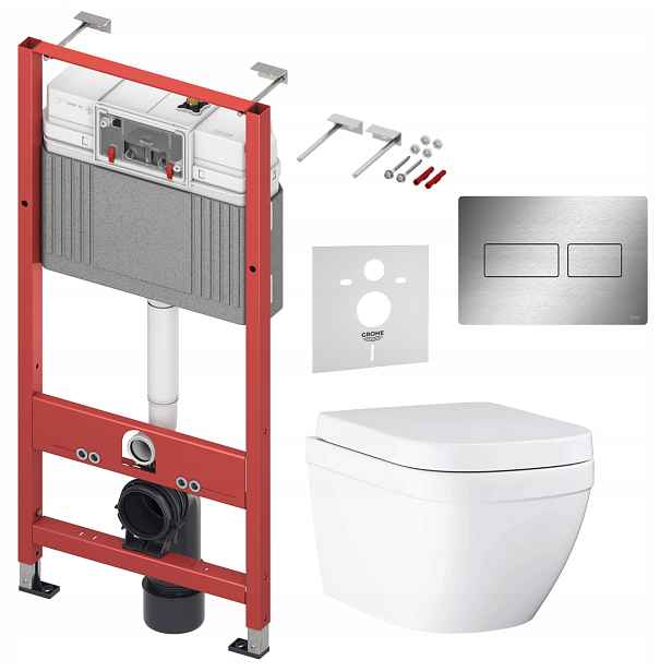 7v1 Sada Wc, Stelaz Tece, Wc Mísa Grohe Euro Ceramic Tlačítko st kartáč