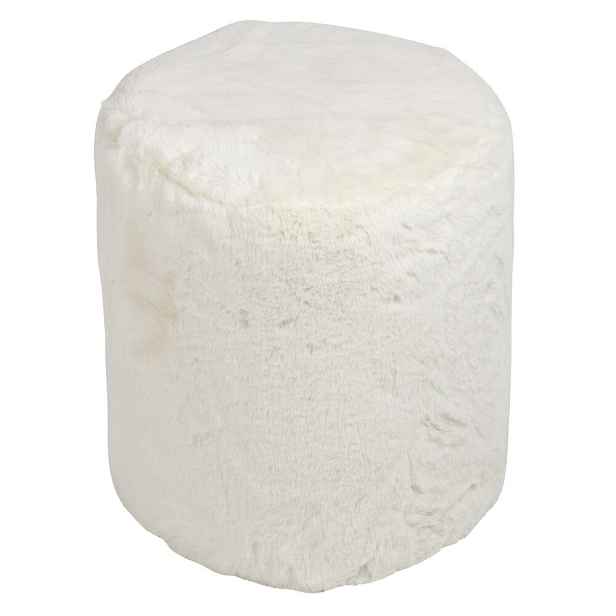Bílý plyšový měkoučký kulatý puf Soft Teddy White Off - Ø 40*45cm  Mars & More