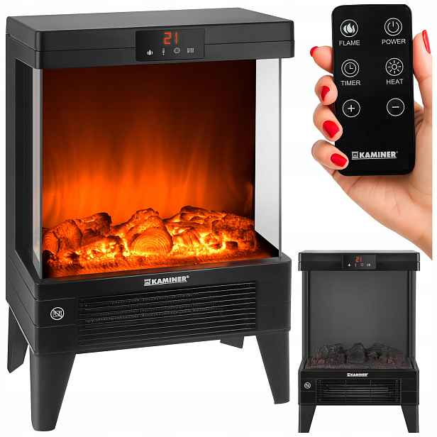 Elektrický krb Kaminer 2000W Ohřívač Termoventilátor Funkce topení