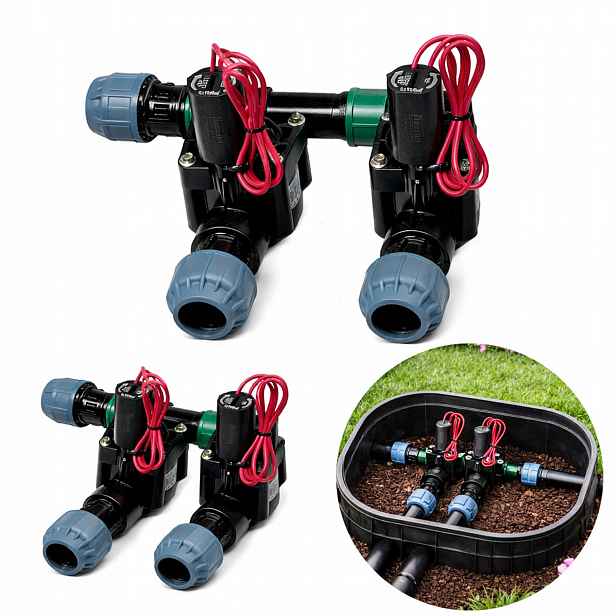 Kolektor Rozdělovač 2 sekcí Hunter Pgv 100 na Pe trubku 25 mm Zavlažování