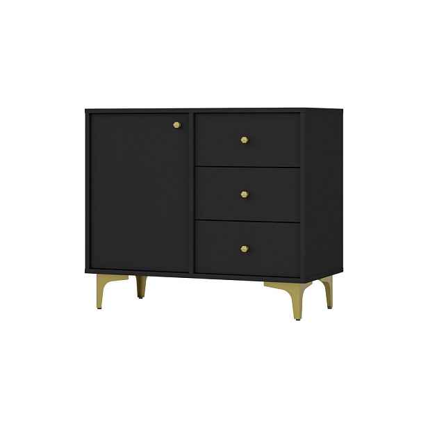 MASSENO KOMODA TORINO, 84/72/41 cm se 3 zásuvkami, počet dvířek: 1, grafitová