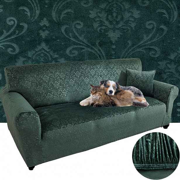 Potah Na Pohovku Velurový Lisovaný Ornament Premium 235-300 CM Oeko Tex