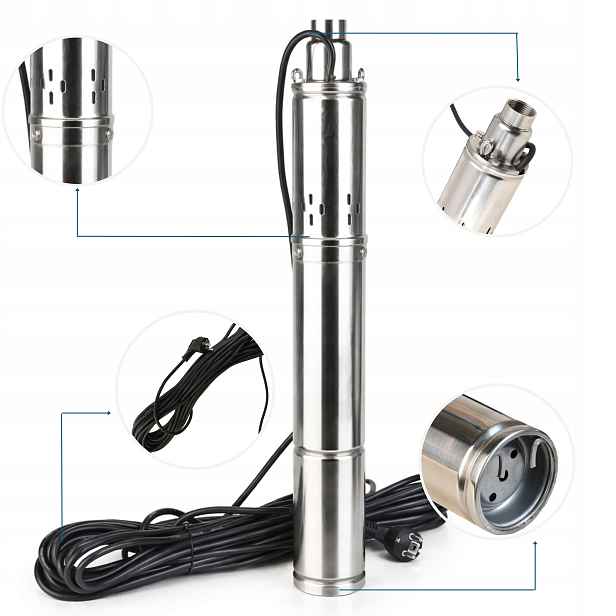 Výkonná Ponorná Pumpa 3" Do Studny 250 W 30 L/min, 70 M, Šroubová, Vodní Vrt