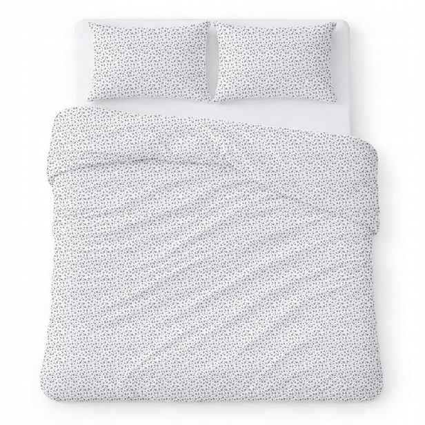 Krepové povlečení 160x200 bílé s drobnými šedými květy, klasické Kora Home